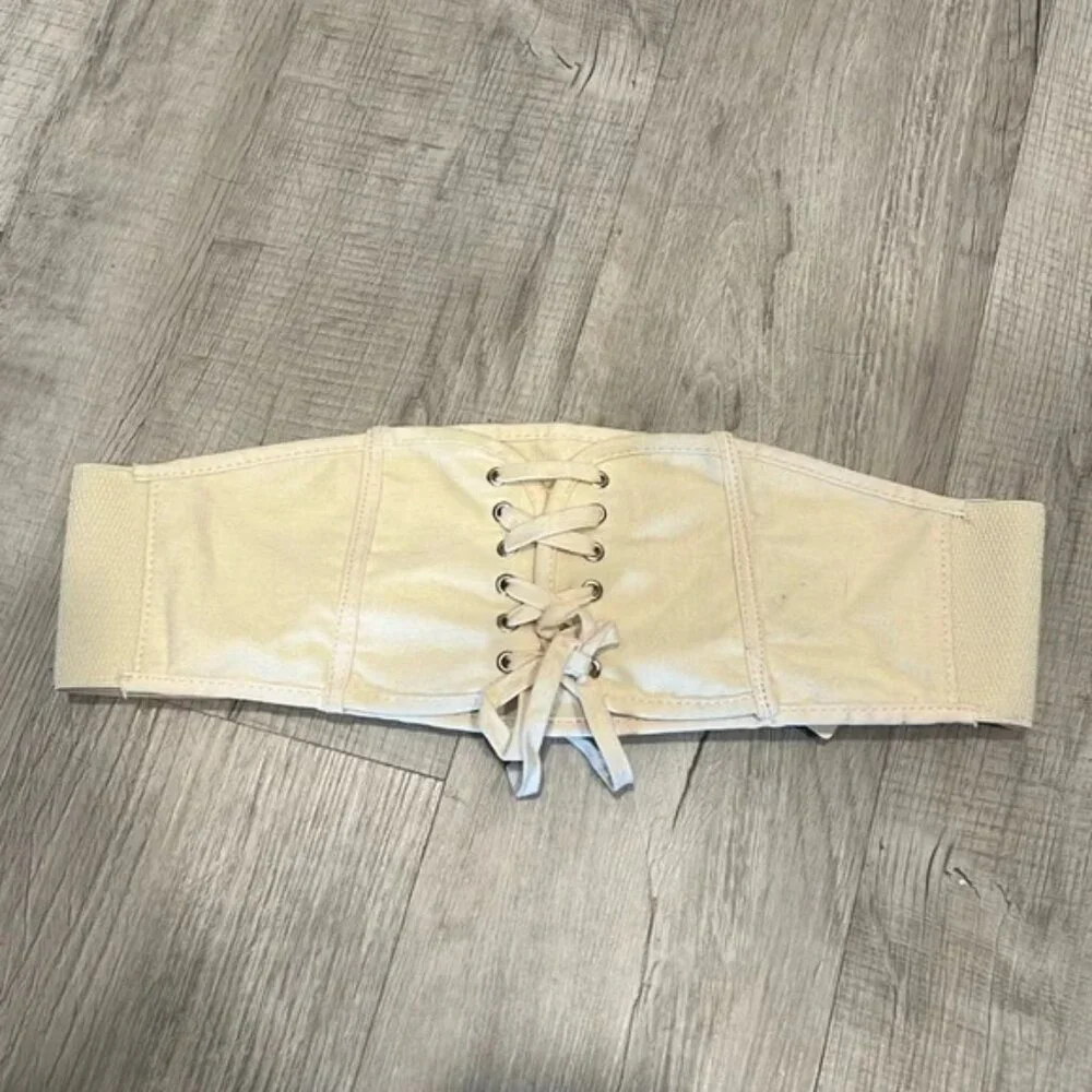 NWT Torrid Off White Stretchy Lace Up Waist Belt Size 1